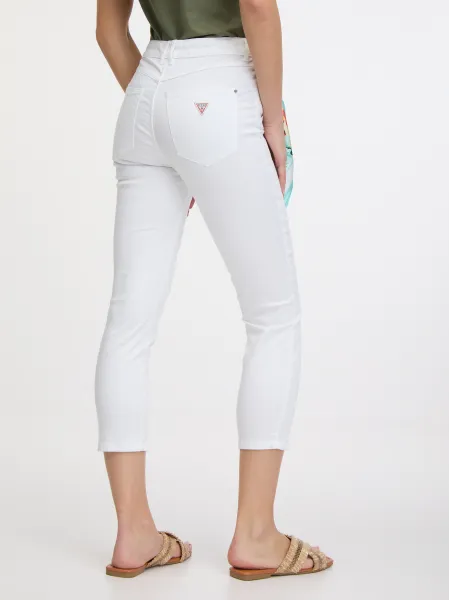 Biele dámske skinny fit džínsy so šatkou Guess 1981 Capri
