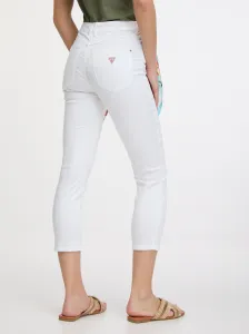 Biele dámske skinny fit džínsy so šatkou Guess 1981 Capri