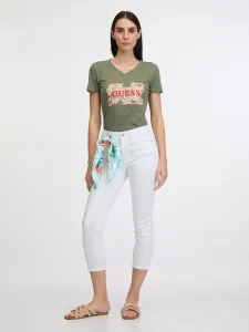 Biele dámske skinny fit džínsy so šatkou Guess 1981 Capri