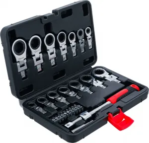 BGS Technics BGS 84529 – Račňový očkový kľúč s nástrčnými hlavicami a bitmi, sada 27 dielna (6–20 mm)