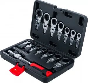 BGS Technics BGS 84529 – Račňový očkový kľúč s nástrčnými hlavicami a bitmi, sada 27 dielna (6–20 mm)