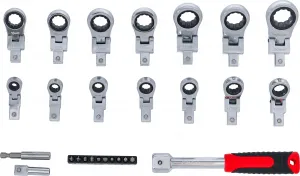 BGS Technics BGS 84529 – Račňový očkový kľúč s nástrčnými hlavicami a bitmi, sada 27 dielna (6–20 mm)