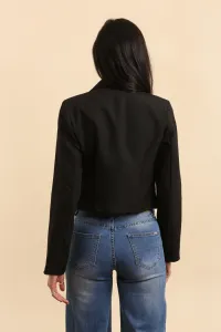 Dámske čierne elegantné sako bez zapínania (S, M, L) Farba: Čierna, Veľkosť: M
