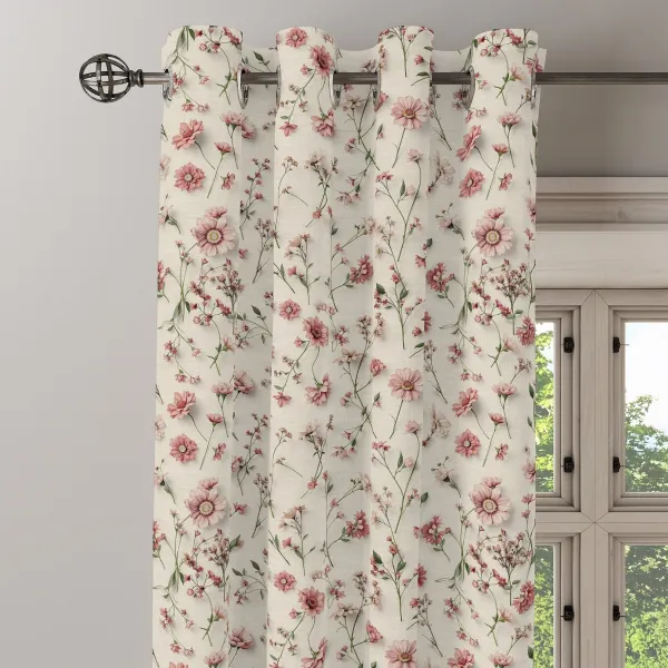 Dekoračná látka alebo záves, LINO Kvetinky ružové 150 cm 150 cm