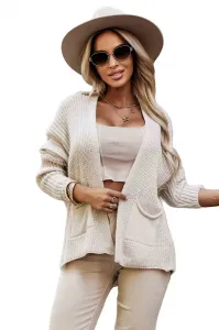 630-1 Warm cardigan with pockets and cuffs on the sleeves - beige
