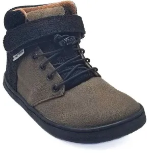 PEGRES BF 56L Detské zateplené barefoot tenisky, khaki, veľkosť