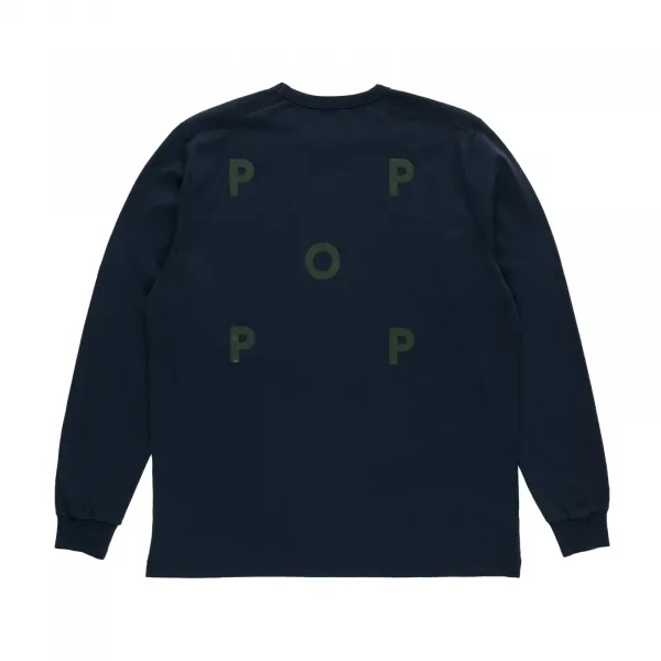 Pop Trading Company Logo Longsleeve T-Shirt "Navy" (POPAW25-02-016)