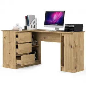 Ak furniture Rohový písací stôl B20 155 cm ľavý dub artisan