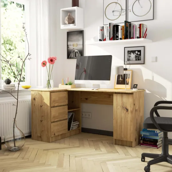 Ak furniture Rohový písací stôl B20 155 cm ľavý dub artisan