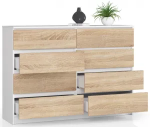 Ak furniture Komoda Rollo X 140 cm biela/dub sonoma