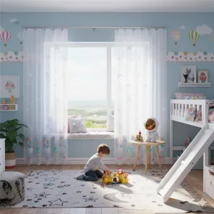 Hotová záclona alebo balkónový komplet, Jednorožec, farebný 220 x 120 cm