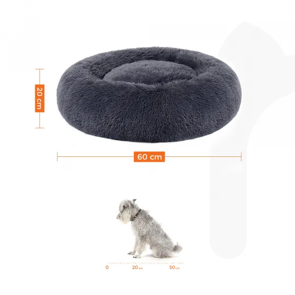 SONGMICS Plyšový pelíšek Boček M 60 cm tmavě šedý