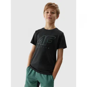 Chlapčenské tréningové tričko s krátkym rukávom 4F JUNIOR TSHIRT FNK-4FJWSS24TFTSM691-20S-DEEP BLACK