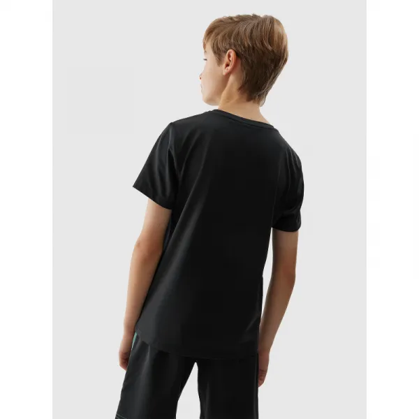 Chlapčenské tréningové tričko s krátkym rukávom 4F JUNIOR TSHIRT FNK-4FJWSS24TFTSM691-20S-DEEP BLACK
