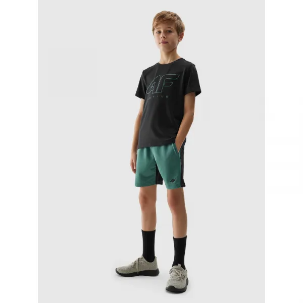 Chlapčenské tréningové tričko s krátkym rukávom 4F JUNIOR TSHIRT FNK-4FJWSS24TFTSM691-20S-DEEP BLACK