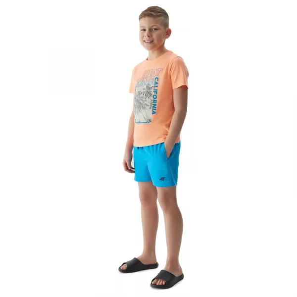 Chlapčenské tričko s krátkym rukávom 4F JUNIOR TSHIRT-JWSS24TTSHM1137-70N-ORANGE NEON