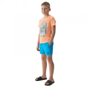 Chlapčenské tričko s krátkym rukávom 4F JUNIOR TSHIRT-JWSS24TTSHM1137-70N-ORANGE NEON