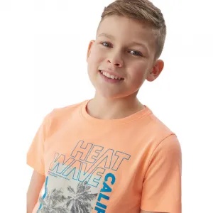 Chlapčenské tričko s krátkym rukávom 4F JUNIOR TSHIRT-JWSS24TTSHM1137-70N-ORANGE NEON