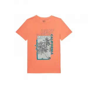 Chlapčenské tričko s krátkym rukávom 4F JUNIOR TSHIRT-JWSS24TTSHM1137-70N-ORANGE NEON