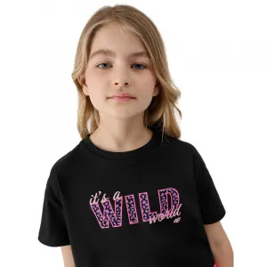Dievčenské tričko s krátkym rukávom 4F JUNIOR TSHIRT-JWSS24TTSHF1144-20S-DEEP BLACK