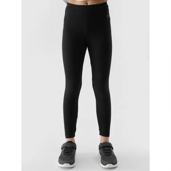 Dievčenské legíny 4F JUNIOR TIGHTS-JWSS24TTIGF130-20S-DEEP BLACK