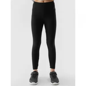 Dievčenské legíny 4F JUNIOR TIGHTS-JWSS24TTIGF130-20S-DEEP BLACK