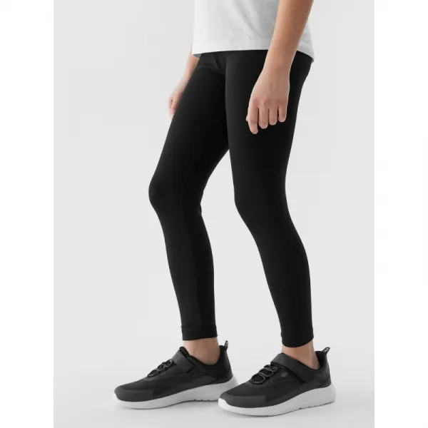 Dievčenské legíny 4F JUNIOR TIGHTS-JWSS24TTIGF130-20S-DEEP BLACK