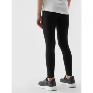 Dievčenské legíny 4F JUNIOR TIGHTS-JWSS24TTIGF130-20S-DEEP BLACK