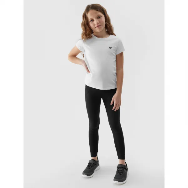 Dievčenské legíny 4F JUNIOR TIGHTS-JWSS24TTIGF130-20S-DEEP BLACK