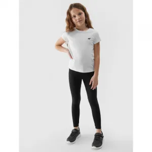 Dievčenské legíny 4F JUNIOR TIGHTS-JWSS24TTIGF130-20S-DEEP BLACK