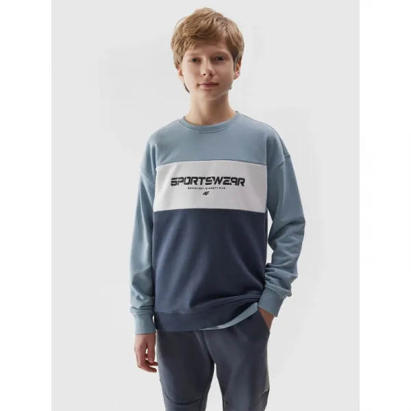 Chlapčenská mikina 4F JUNIOR SWEATSHIRT-JWSS24TSWSM0923-34S-LIGHT BLUE