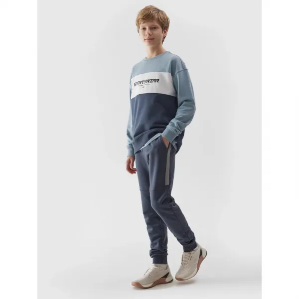 Chlapčenská mikina 4F JUNIOR SWEATSHIRT-JWSS24TSWSM0923-34S-LIGHT BLUE