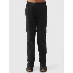 Dievčenské turistické nohavice 4F JUNIOR TROUSERS FNK-JWSS24TFTRF494-21S-BLACK