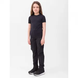 Dievčenské turistické nohavice 4F JUNIOR TROUSERS FNK-JWSS24TFTRF494-21S-BLACK