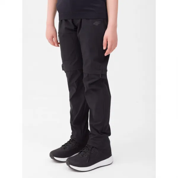 Dievčenské turistické nohavice 4F JUNIOR TROUSERS FNK-JWSS24TFTRF494-21S-BLACK