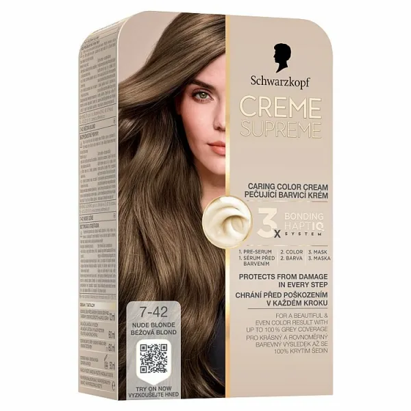 Schwarzkopf Creme Supreme permanentná farba na vlasy odtieň 7-42 Béžová blond 60 ml