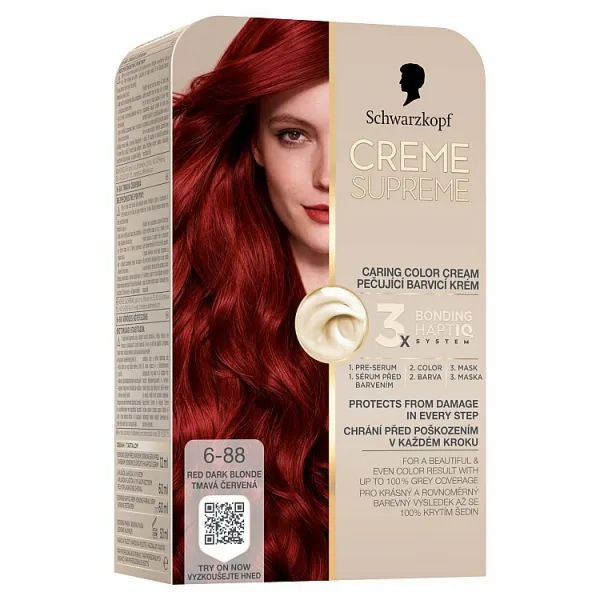 Schwarzkopf Creme Supreme permanentná farba na vlasy odtieň 6-88 Tmavá červená 60 ml