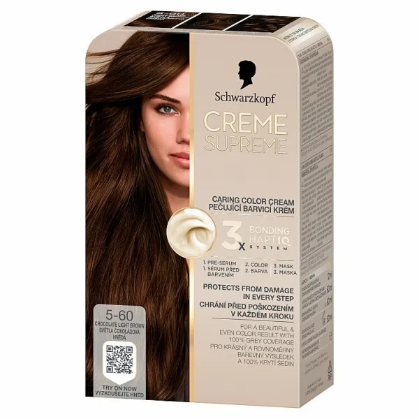 Schwarzkopf Creme Supreme permanentná farba na vlasy odtieň 5-60 Svetlá čokoládová hnedá 60 ml