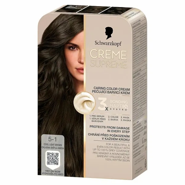 Schwarzkopf Creme Supreme Farba na vlasy 5-1 chladná svetlá hnedá 1ks