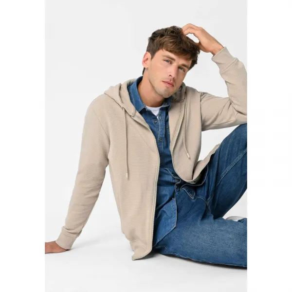 Pánska mikina so zipsom VOLCANO B-LERMO-102-BEIGE