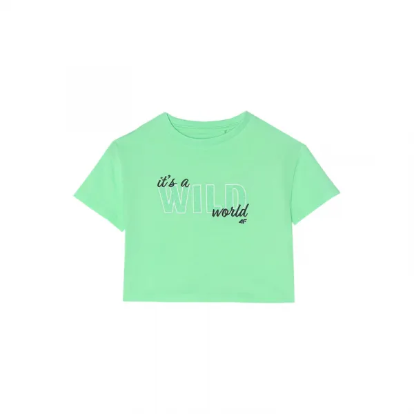 Dievčenské tričko s krátkym rukávom 4F JUNIOR TSHIRT-4FJWSS24TTSHF1144-42N-LIGHT GREEN NEON