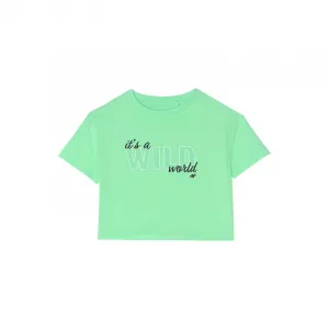 Dievčenské tričko s krátkym rukávom 4F JUNIOR TSHIRT-4FJWSS24TTSHF1144-42N-LIGHT GREEN NEON