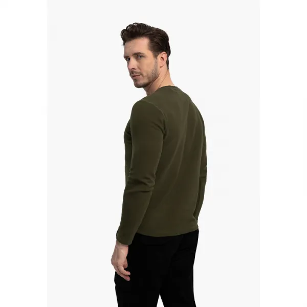 Pánske tričko s dlhým rukávom VOLCANO L-AZUX-302-KHAKI