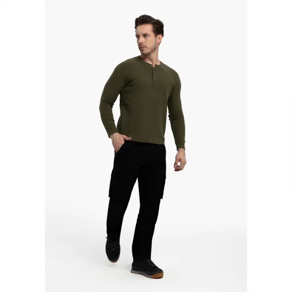 Pánske tričko s dlhým rukávom VOLCANO L-AZUX-302-KHAKI