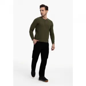 Pánske tričko s dlhým rukávom VOLCANO L-AZUX-302-KHAKI