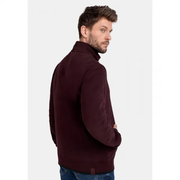 Pánska mikina so zipsom VOLCANO B-LED-403-BURGUNDY