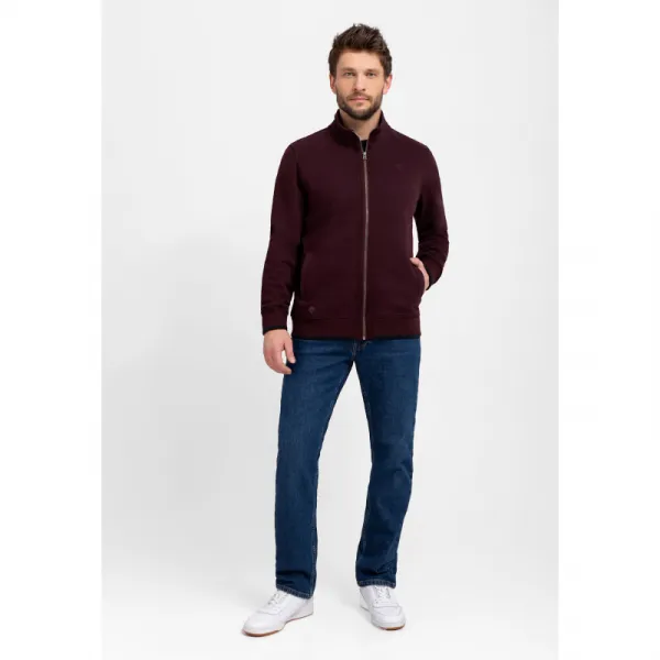 Pánska mikina so zipsom VOLCANO B-LED-403-BURGUNDY