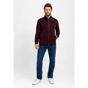 Pánska mikina so zipsom VOLCANO B-LED-403-BURGUNDY