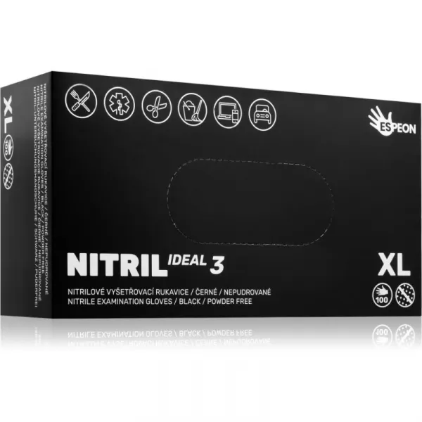 Espeon Nitril Ideal3 Black nitrilové nepudrované rukavice veľkosť XL 100 ks