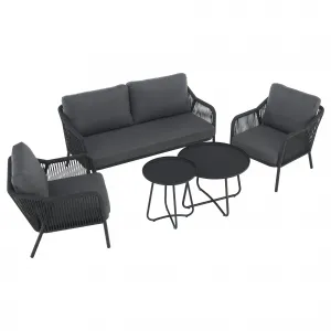 Záhradný 5-dielny set, sivá, hliník, MAHES
